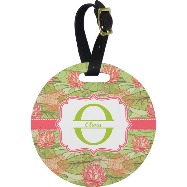 Custom Lily Pads Plastic Luggage Tag - Round (Personalized)