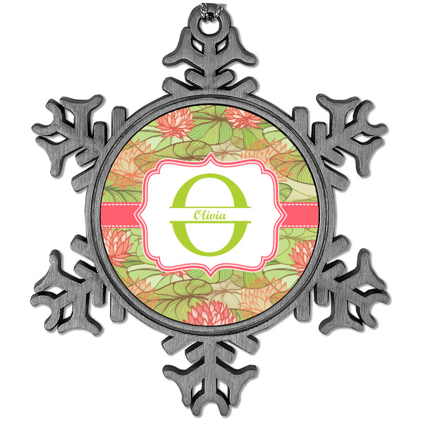 Custom Lily Pads Vintage Snowflake Ornament (Personalized)