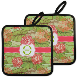 Lily Pads Pot Holders - Set of 2 w/ Name and Initial
