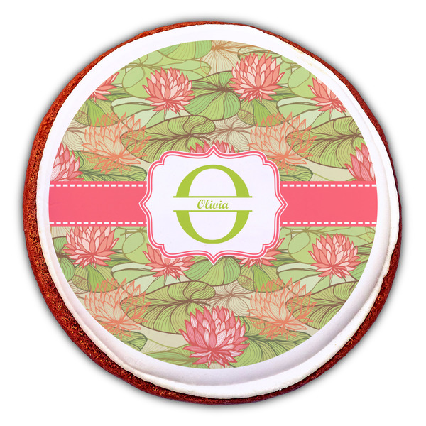 Lily Pads Printed Icing Circle - Large - On Cookie