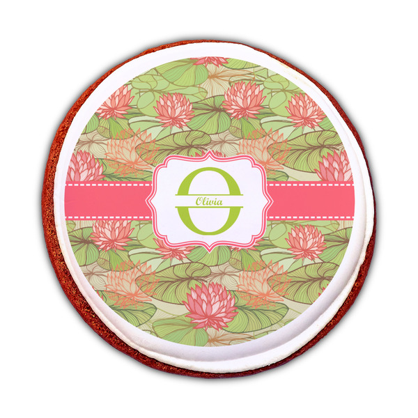 Lily Pads Printed Icing Circle - Medium - On Cookie