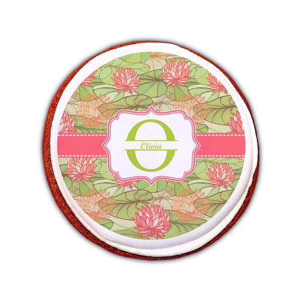 Lily Pads Printed Icing Circle - Small - On Cookie
