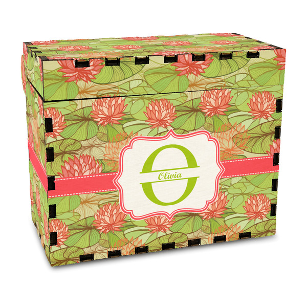 Custom Lily Pads Wood Recipe Box - Full Color Print (Personalized)