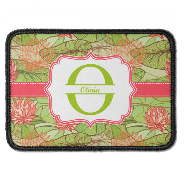 Custom Lily Pads Iron On Rectangle Patch w/ Name and Initial