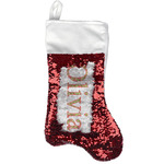 Lily Pads Reversible Sequin Stocking - Red (Personalized)