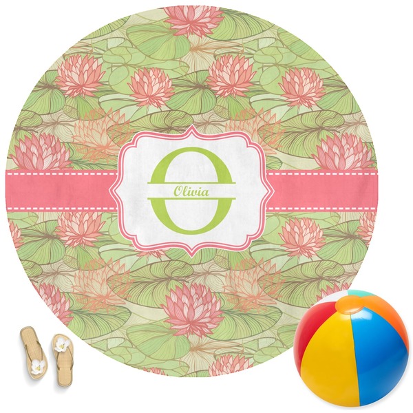 Custom Lily Pads Round Beach Towel (Personalized)