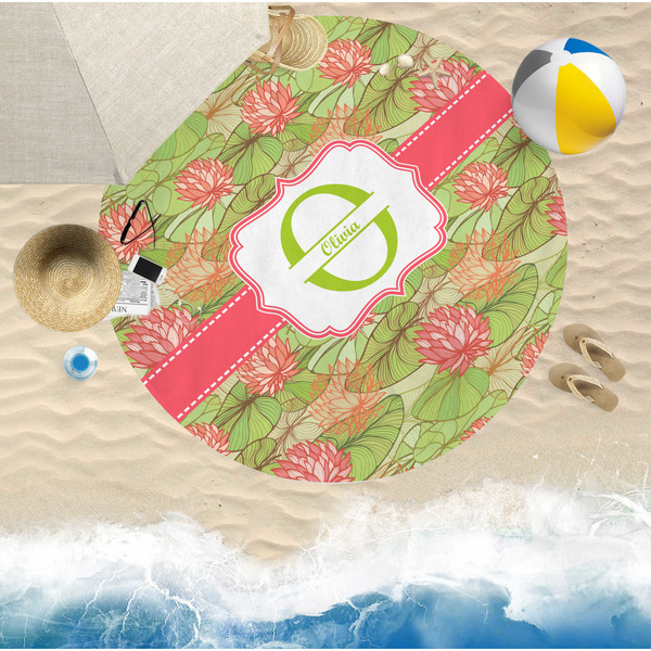 Lily Pads Round Beach Towel Lifestyle
