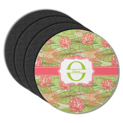 Lily Pads Round Rubber Backed Coasters - Set of 4 (Personalized)