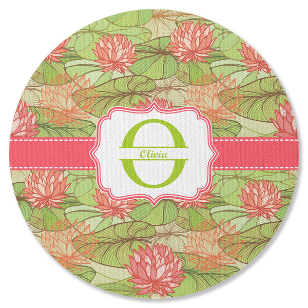Custom Lily Pads Round Rubber Backed Coaster (Personalized)