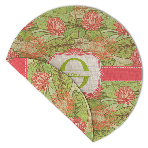 Lily Pads Round Linen Placemats - Front (folded corner double sided)