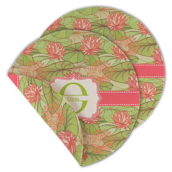 Custom Lily Pads Round Linen Placemat - Double Sided (Personalized)