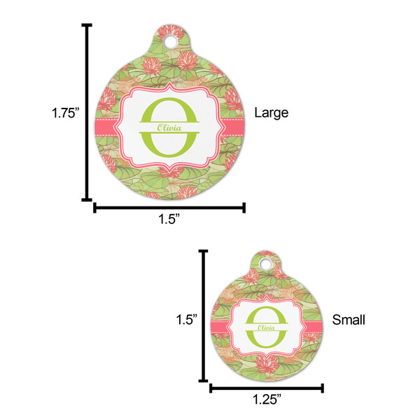 Lily Pads Round Pet ID Tag - Large - Comparison Scale