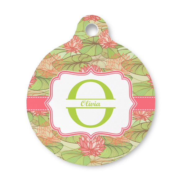 Custom Lily Pads Round Pet ID Tag - Small (Personalized)