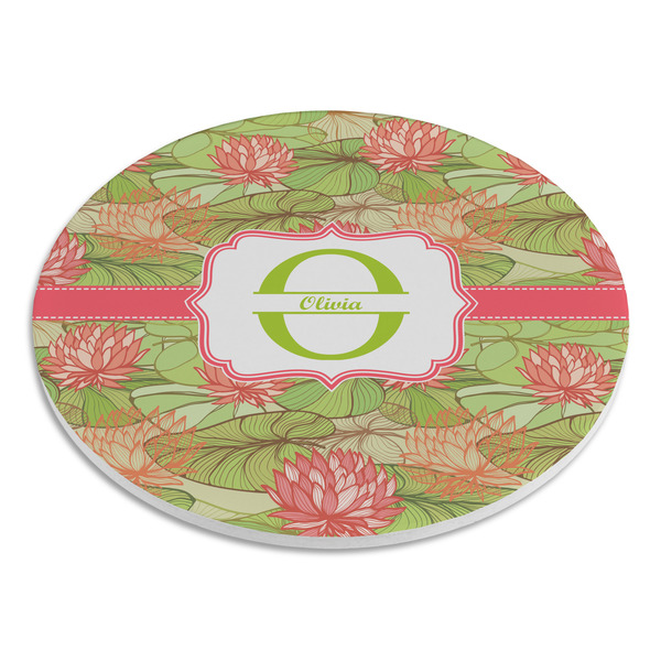 Lily Pads Round Stone Trivet - Angle View
