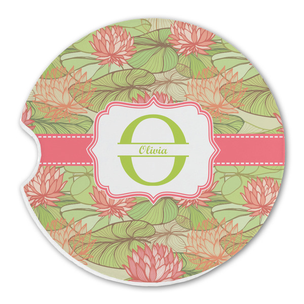Custom Lily Pads Sandstone Car Coaster - Single (Personalized)