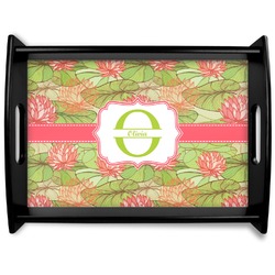 Lily Pads Black Wooden Tray - Large (Personalized)