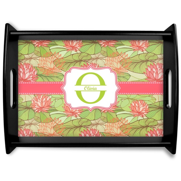 Custom Lily Pads Black Wooden Tray - Large (Personalized)