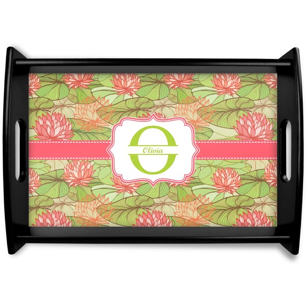 Custom Lily Pads Black Wooden Tray - Small (Personalized)