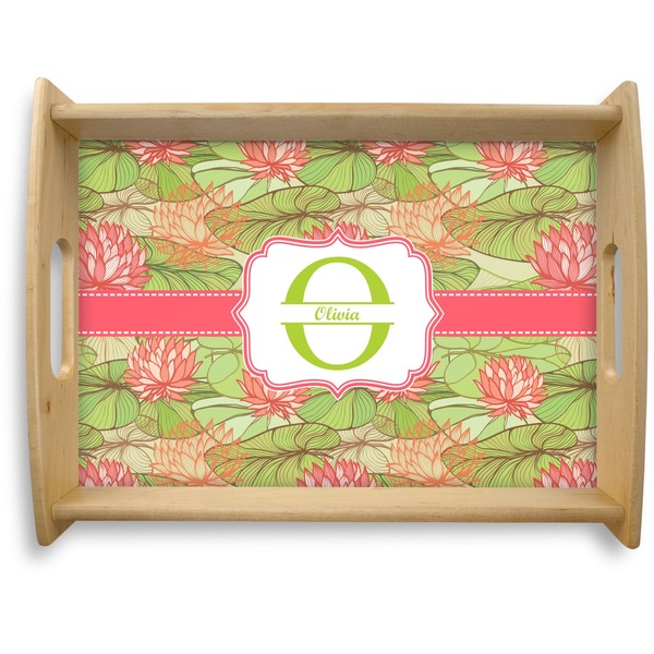 Custom Lily Pads Natural Wooden Tray - Large (Personalized)