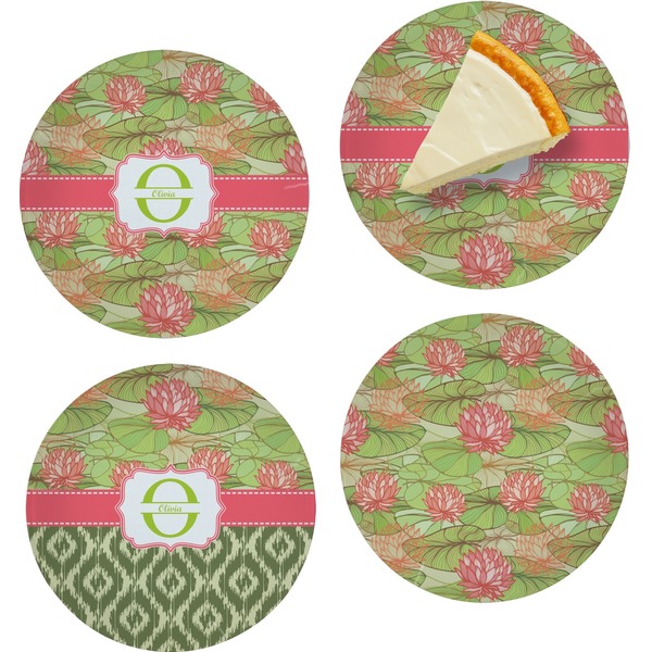 Custom Lily Pads Set of 4 Glass Appetizer / Dessert Plate 8" (Personalized)
