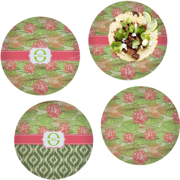 Custom Lily Pads Set of 4 Glass Lunch / Dinner Plate 10" (Personalized)