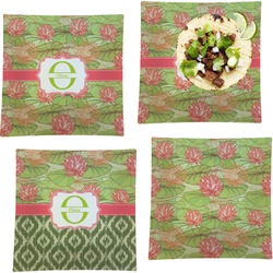 Lily Pads Set of 4 Glass Square Lunch / Dinner Plate 9.5" (Personalized)