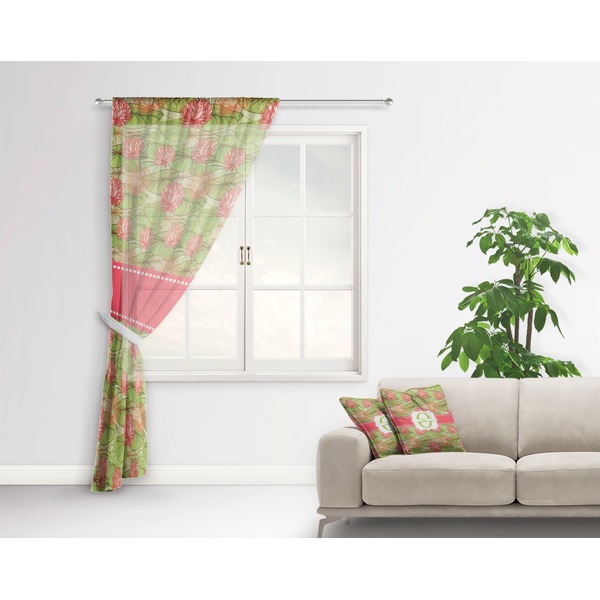 Lily Pads Sheer Curtain With Window and Rod - in Room Matching Pillow