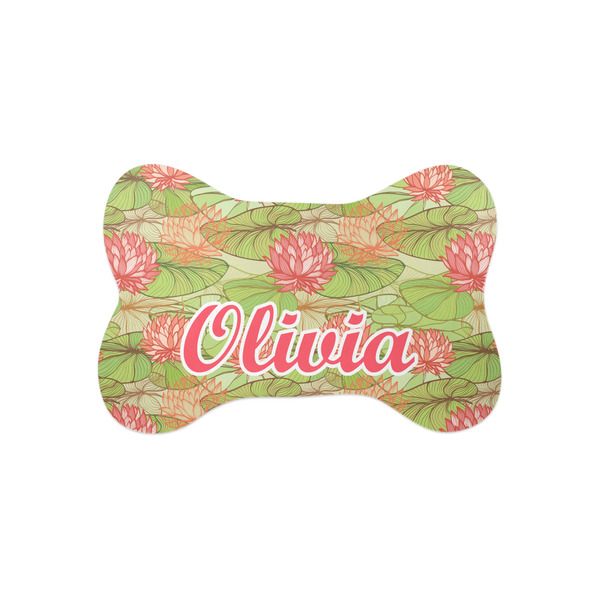 Custom Lily Pads Bone Shaped Dog Food Mat (Small) (Personalized)