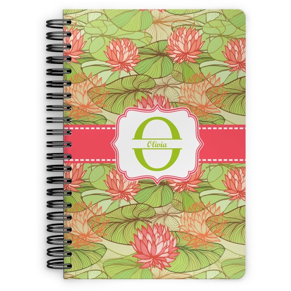 Custom Lily Pads Spiral Notebook - 7x10 w/ Name and Initial