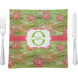 Lily Pads 9.5" Glass Square Lunch / Dinner Plate- Single or Set of 4 (Personalized)