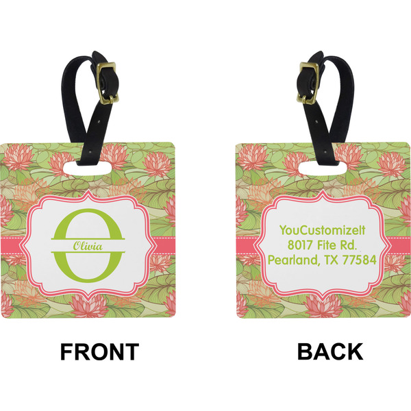 Lily Pads Square Luggage Tag (Front + Back)