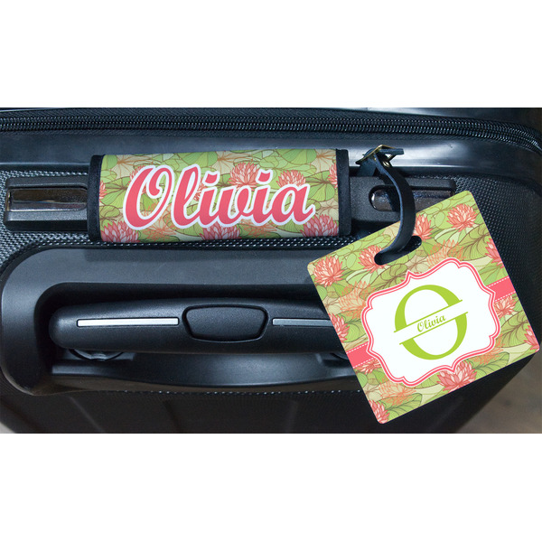 Lily Pads Square Luggage Tag & Handle Wrap - In Context