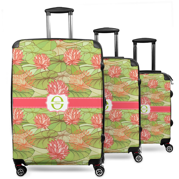 Custom Lily Pads 3 Piece Luggage Set - 20" Carry On, 24" Medium Checked, 28" Large Checked (Personalized)