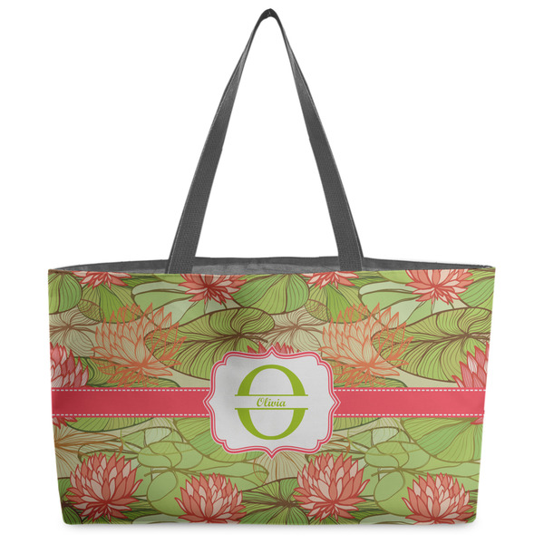 Custom Lily Pads Beach Totes Bag - w/ Black Handles (Personalized)