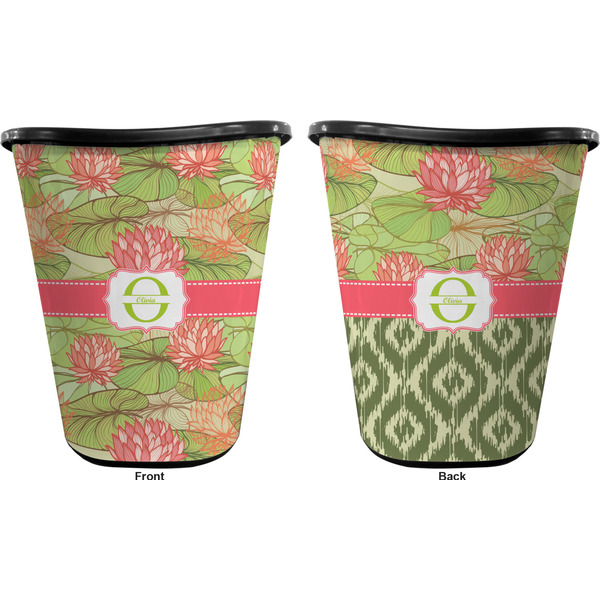Lily Pads Trash Can Black - Front and Back - Apvl
