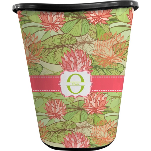 Custom Lily Pads Waste Basket - Double Sided (Black) (Personalized)