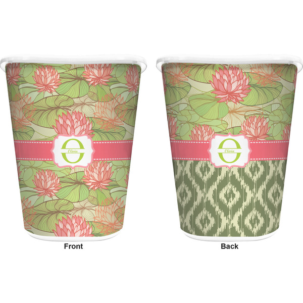 Lily Pads Trash Can White - Front and Back - Apvl