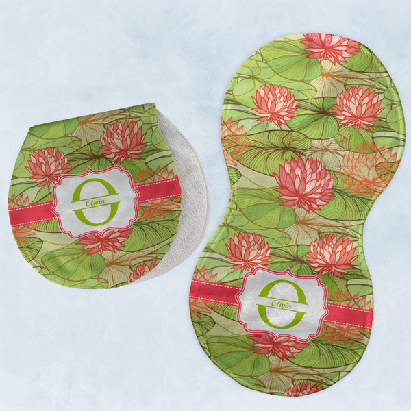 Custom Lily Pads Burp Pads - Velour - Set of 2 w/ Name and Initial