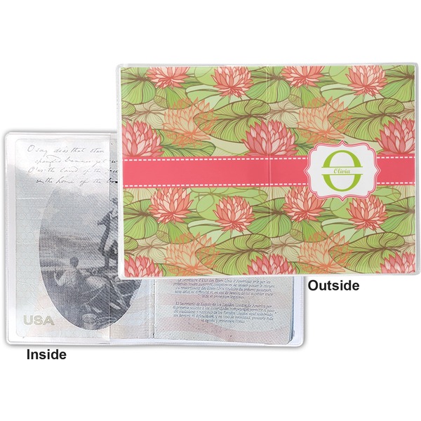 Lily Pads Vinyl Passport Holder - Flat Front and Back