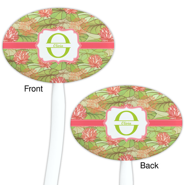 Lily Pads White Plastic 7" Stir Stick - Double Sided - Oval - Front & Back