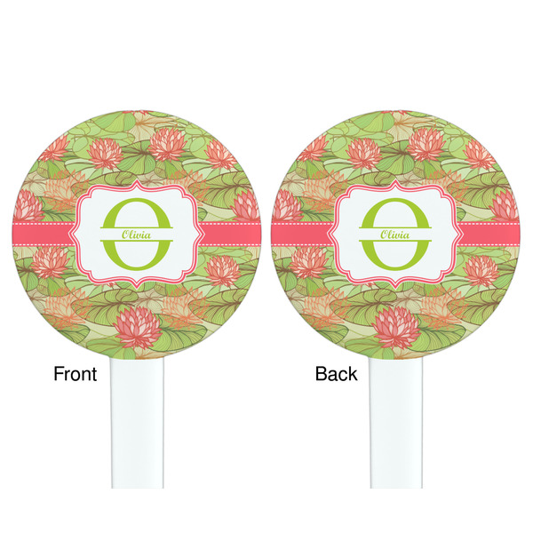 Lily Pads White Plastic 7" Stir Stick - Double Sided - Round - Front & Back