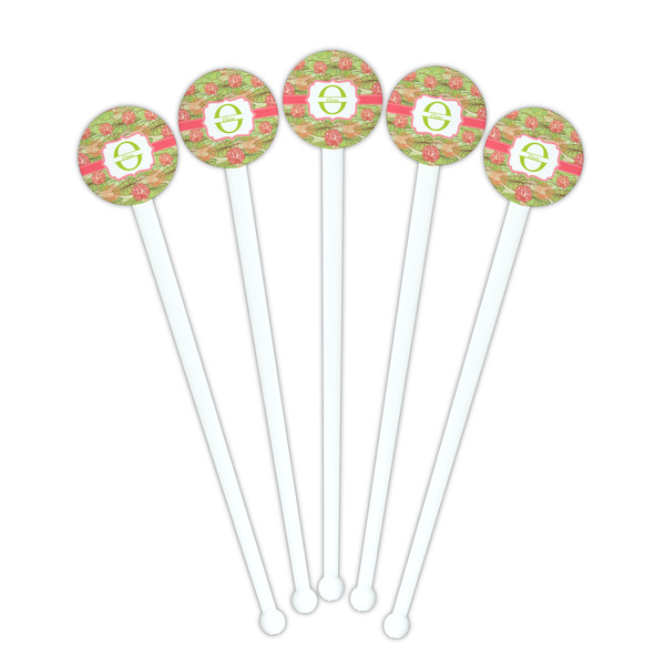 Lily Pads White Plastic 7" Stir Stick - Round - Fan View