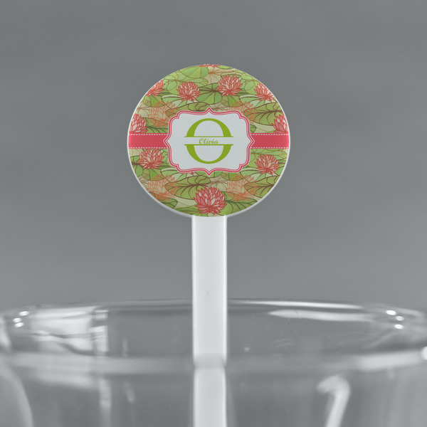 Lily Pads White Plastic 7" Stir Stick - Round - Main