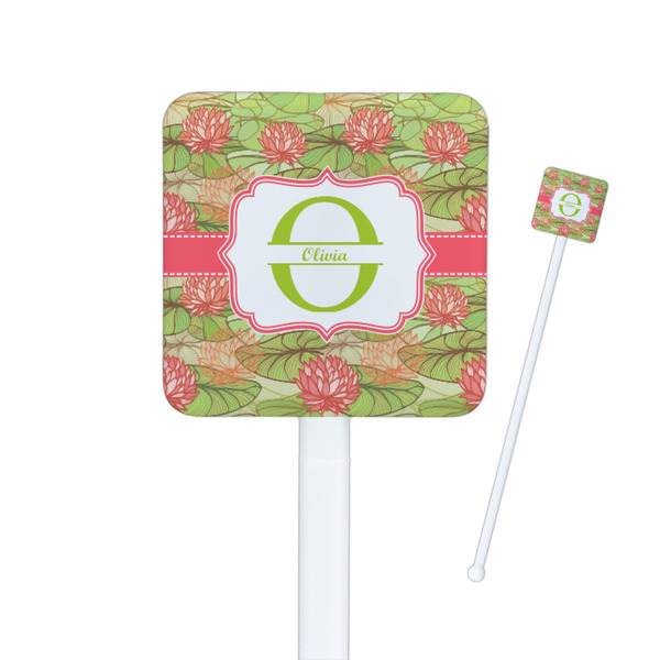 Custom Lily Pads Square Plastic Stir Sticks (Personalized)