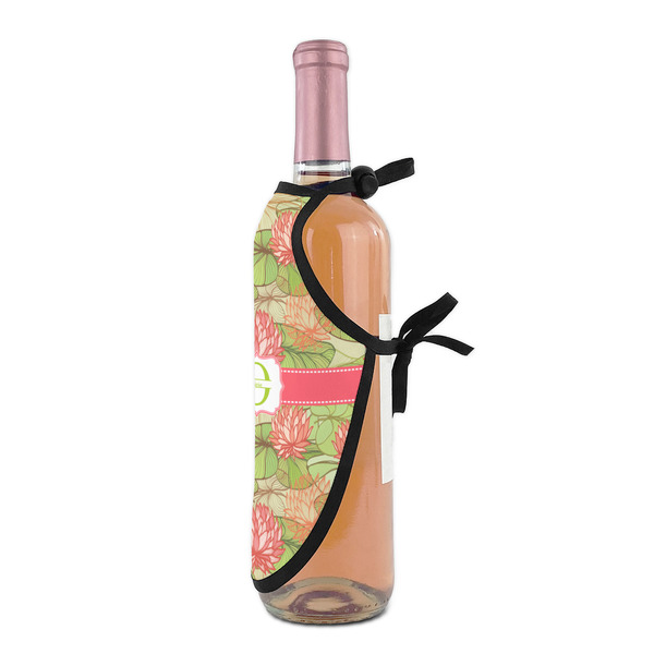Lily Pads Wine Bottle Apron - DETAIL WITH CLIP ON NECK