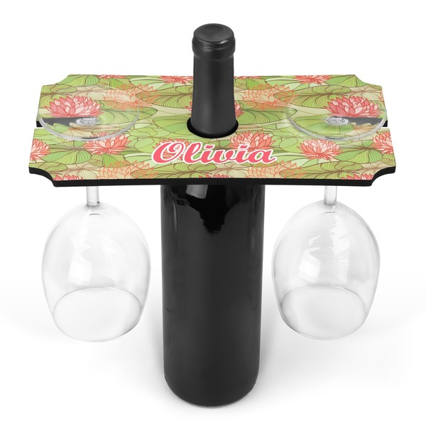 Custom Lily Pads Wine Bottle & Glass Holder (Personalized)