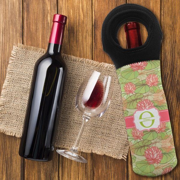 Lily Pads Wine Tote Bag - FLATLAY