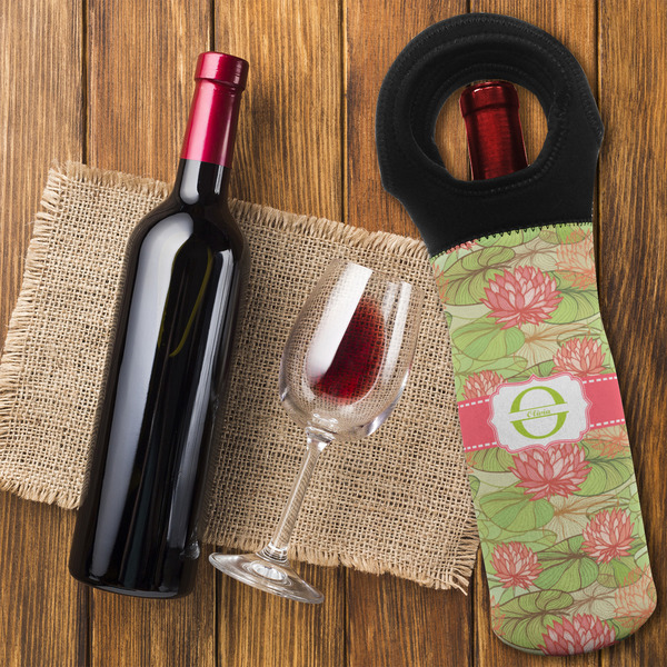 Lily Pads Wine Tote Bag - FLATLAY