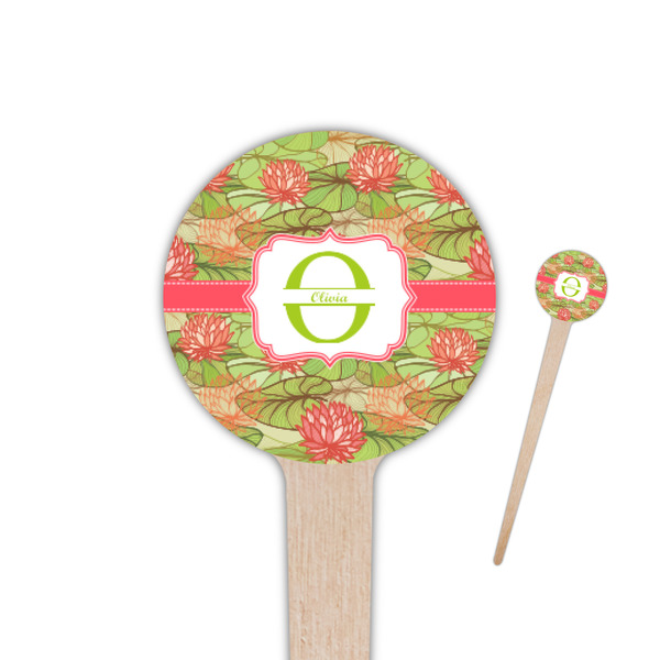 Custom Lily Pads 4" Round Wooden Food Picks - Single Sided (Personalized)