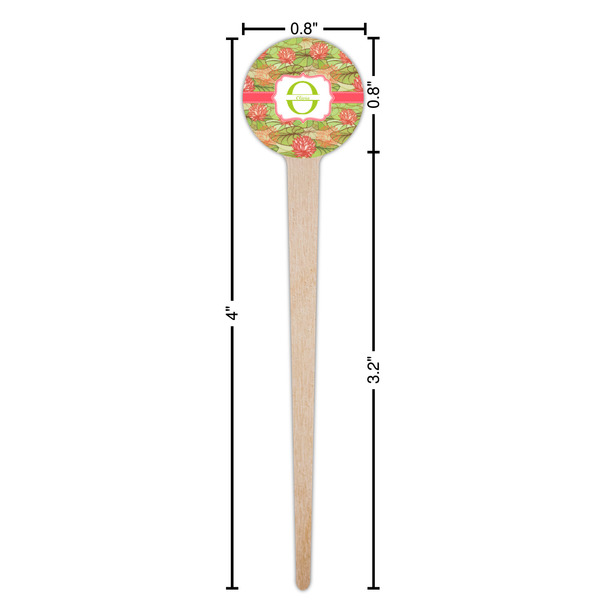 Lily Pads Wooden 4" Food Pick - Round - Dimensions